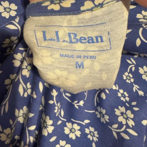 L.L. Bean Navy Floral 3/4 Sleeves Dress MEDIUM/LARGE #CL - Picture 8 of 8
